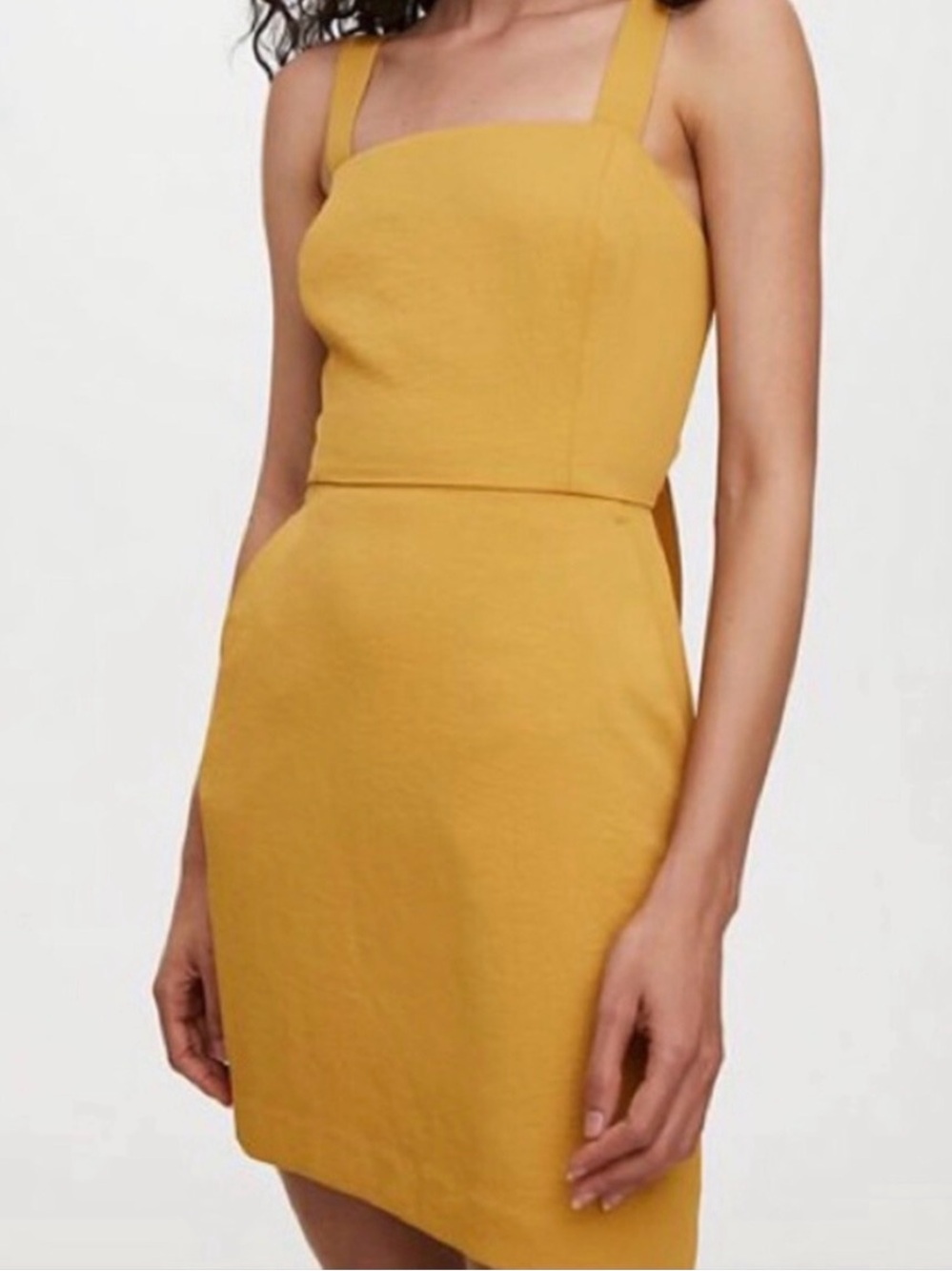 Wilfred ecoulment Mustard Square-Neck Mini Dress